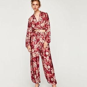 Zara Printed Trousers w/ Elastic Hems, Sz S, NWT